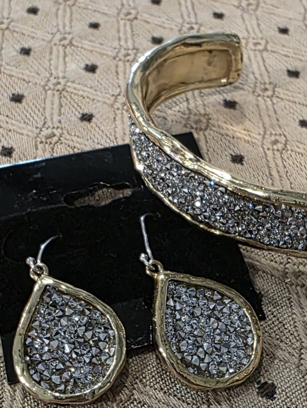 Waxing Poetic Brass Kristal Cuff & Matching Earrings